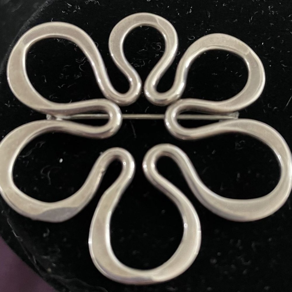 Steig Sterling silver brooch pin flower modernist